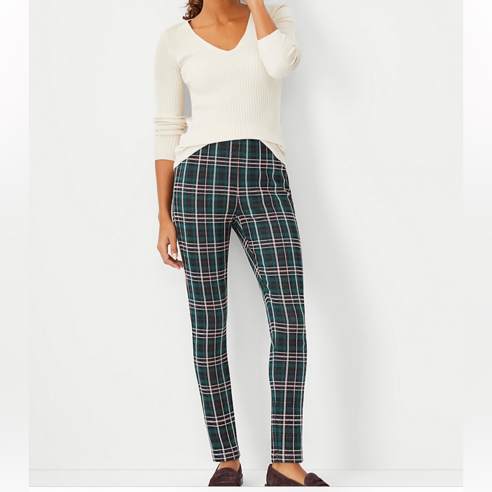 NWT Ann Taylor green plaid leggings